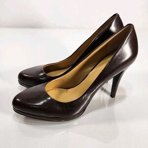 Nine West Regolar Womens Leather 4 Inch Heels Size 8.5M Brown